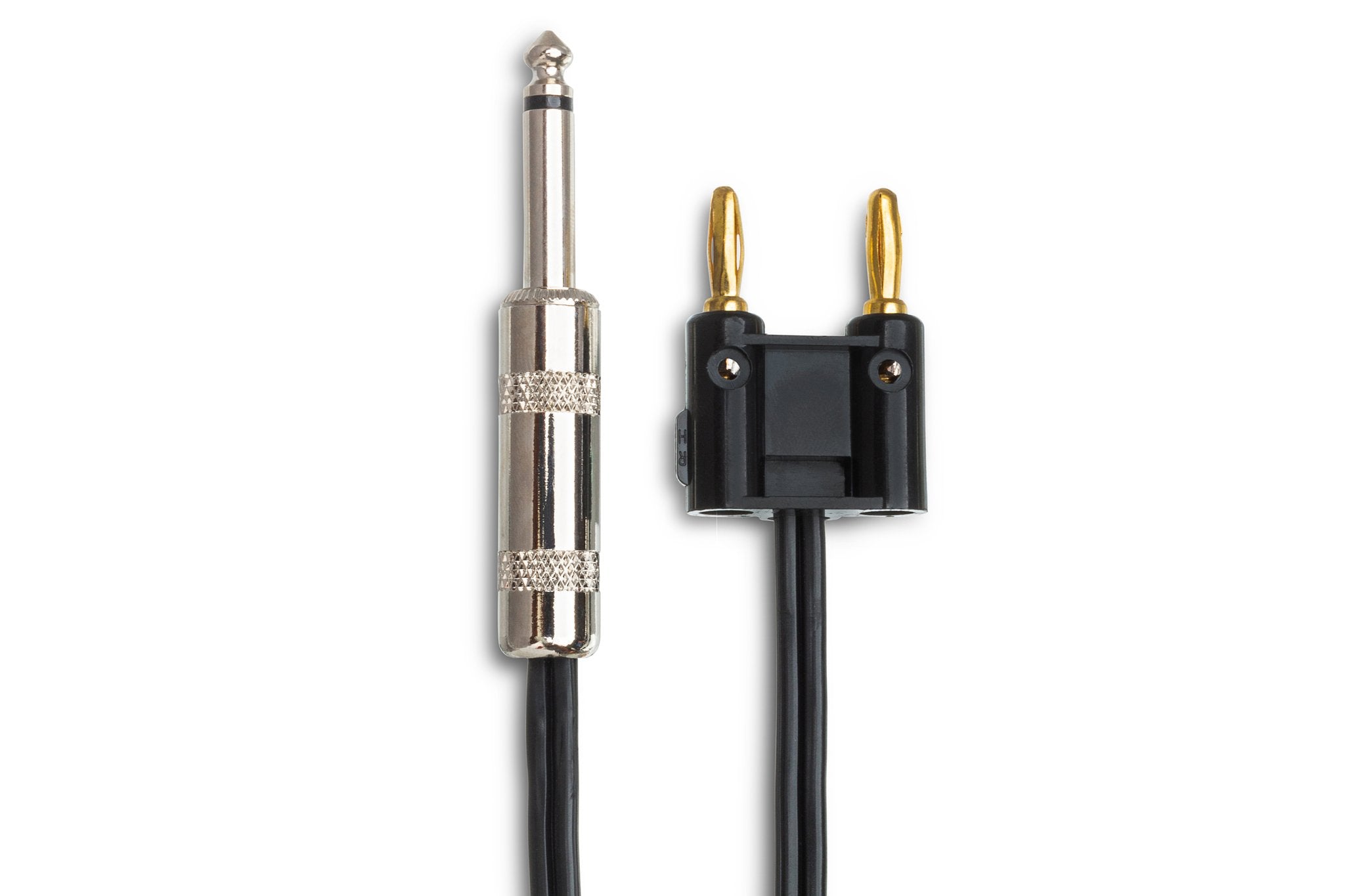 Speaker Cable, Hosa 1/4 in TS to Dual Banana, Black Zip - Connector