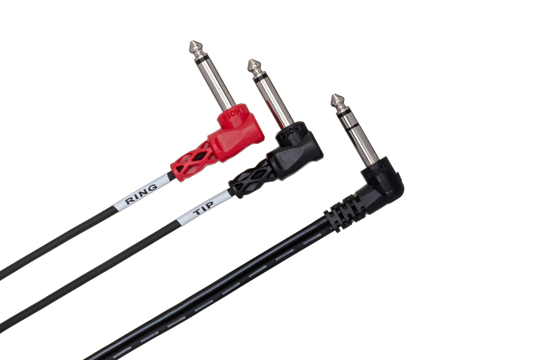 Insert Cable, Right-angle 1/4 in TRS to Dual Right-angle 1/4 in TS, 1 m - Angle