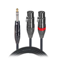 10 Ft. High Performance Y Cable 1/4" TRS-M Stereo to Dual XLR-F