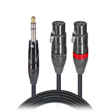 5 Ft. High Performance Y Cable 1/4" TRS-M Stereo to Dual XLR-F