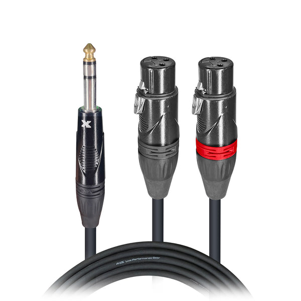 5 Ft. High Performance Y Cable 1/4" TRS-M Stereo to Dual XLR-F