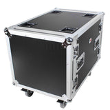 10U Space Rack Mount Flight Case 24 Inch Depth W-Casters