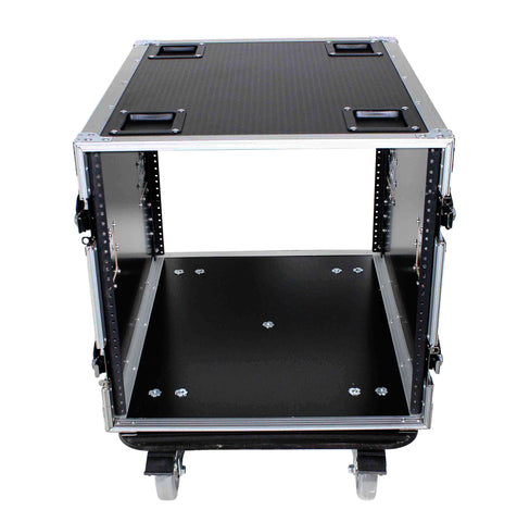 10U Space Rack Mount Flight Case 24 Inch Depth W-Casters