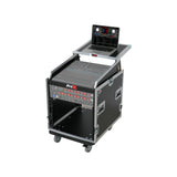 13U Top Mixer Audio Console DJ 12U Front Rack Combo Flight Case W Laptop Shelf and Casters