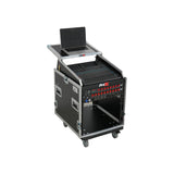 13U Top Mixer Audio Console DJ 12U Front Rack Combo Flight Case W Laptop Shelf and Casters