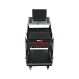 13U Top Mixer Audio Console DJ 12U Front Rack Combo Flight Case W Laptop Shelf and Casters