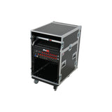 13U Top Mixer Audio Console DJ 12U Front Rack Combo Flight Case W Laptop Shelf and Casters