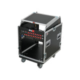 13U Top Mixer Audio Console DJ 12U Front Rack Combo Flight Case W Laptop Shelf and Casters