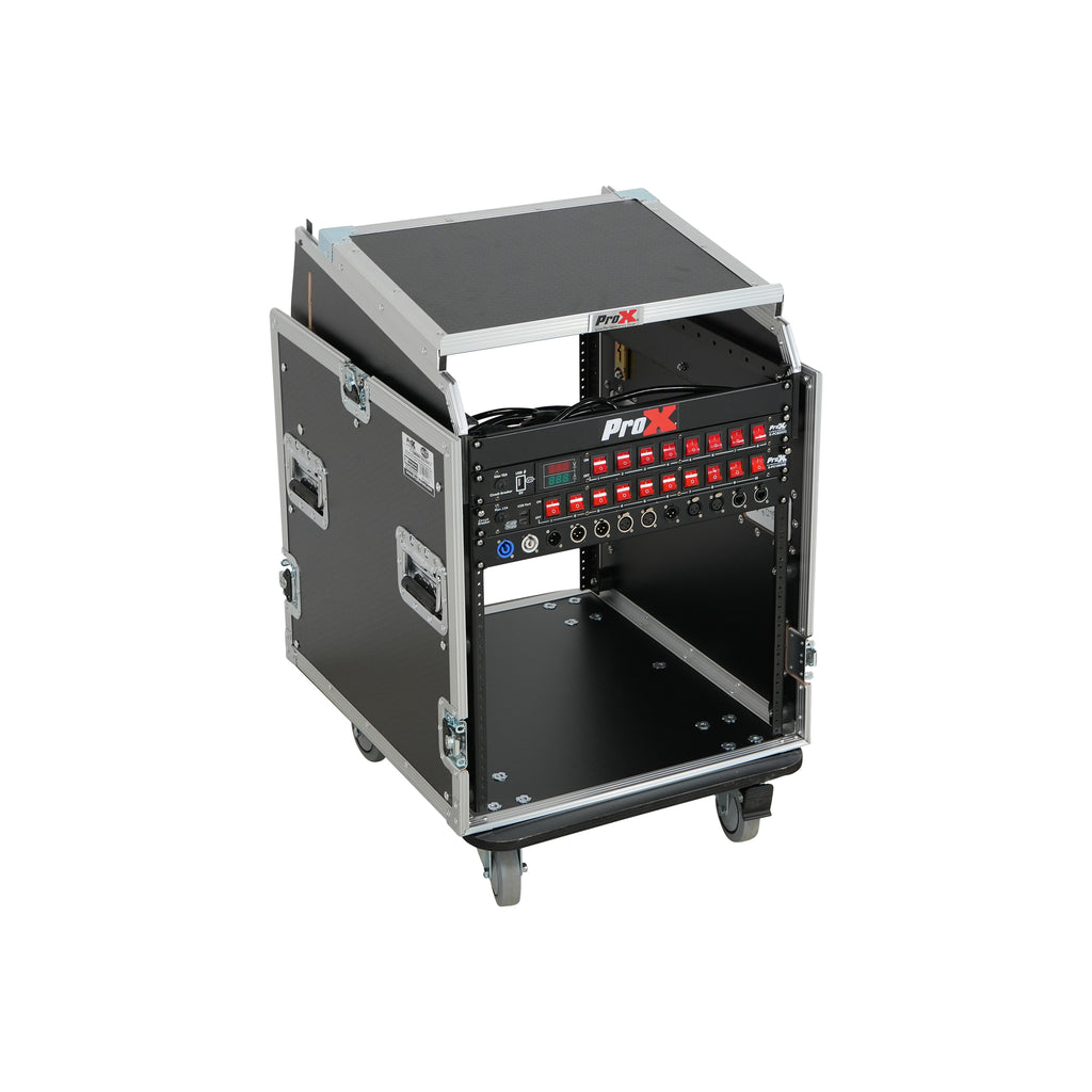 13U Top Mixer Audio Console DJ 12U Front Rack Combo Flight Case W Laptop Shelf and Casters