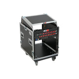 13U Top Mixer Audio Console DJ 12U Front Rack Combo Flight Case W Laptop Shelf and Casters