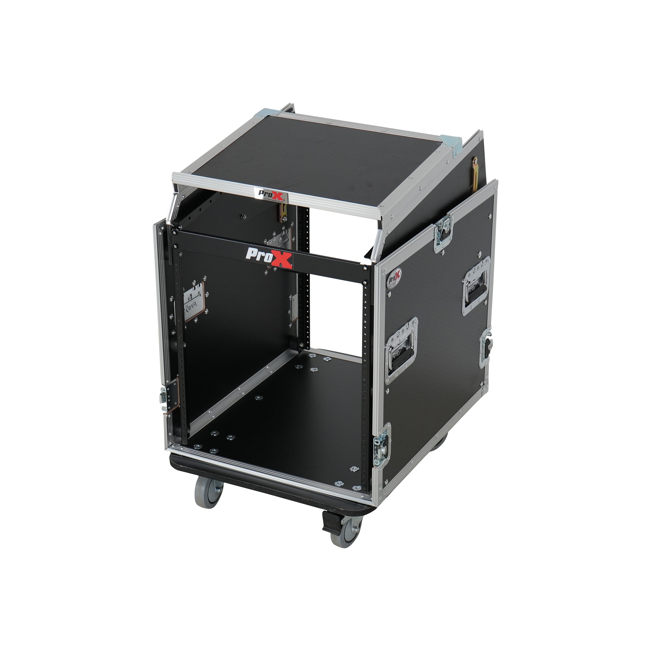 13U Top Mixer Audio Console DJ 12U Front Rack Combo Flight Case W Laptop Shelf and Casters