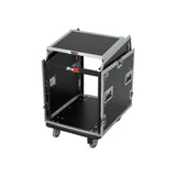 13U Top Mixer Audio Console DJ 12U Front Rack Combo Flight Case W Laptop Shelf and Casters
