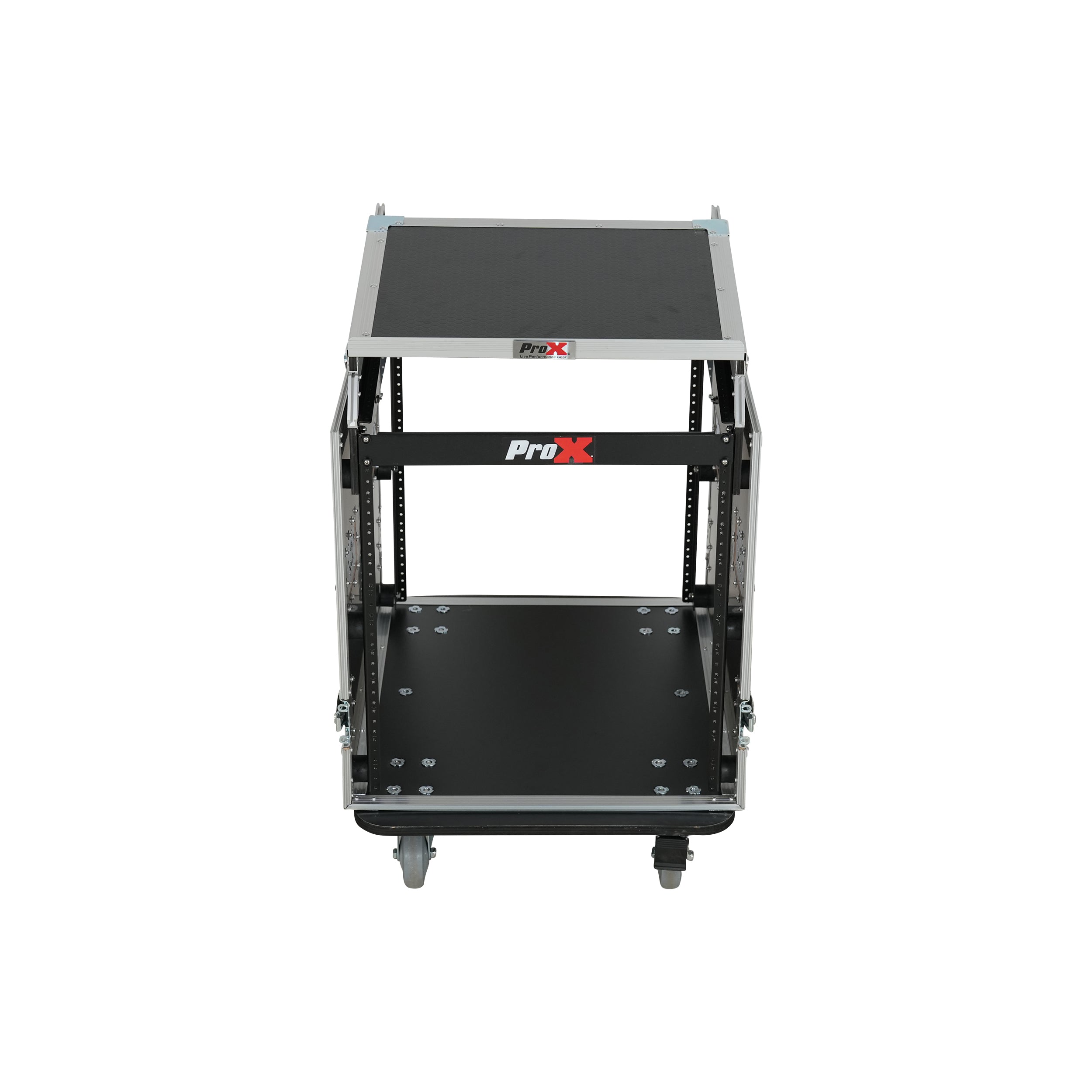 13U Top Mixer Audio Console DJ 12U Front Rack Combo Flight Case W Laptop Shelf and Casters