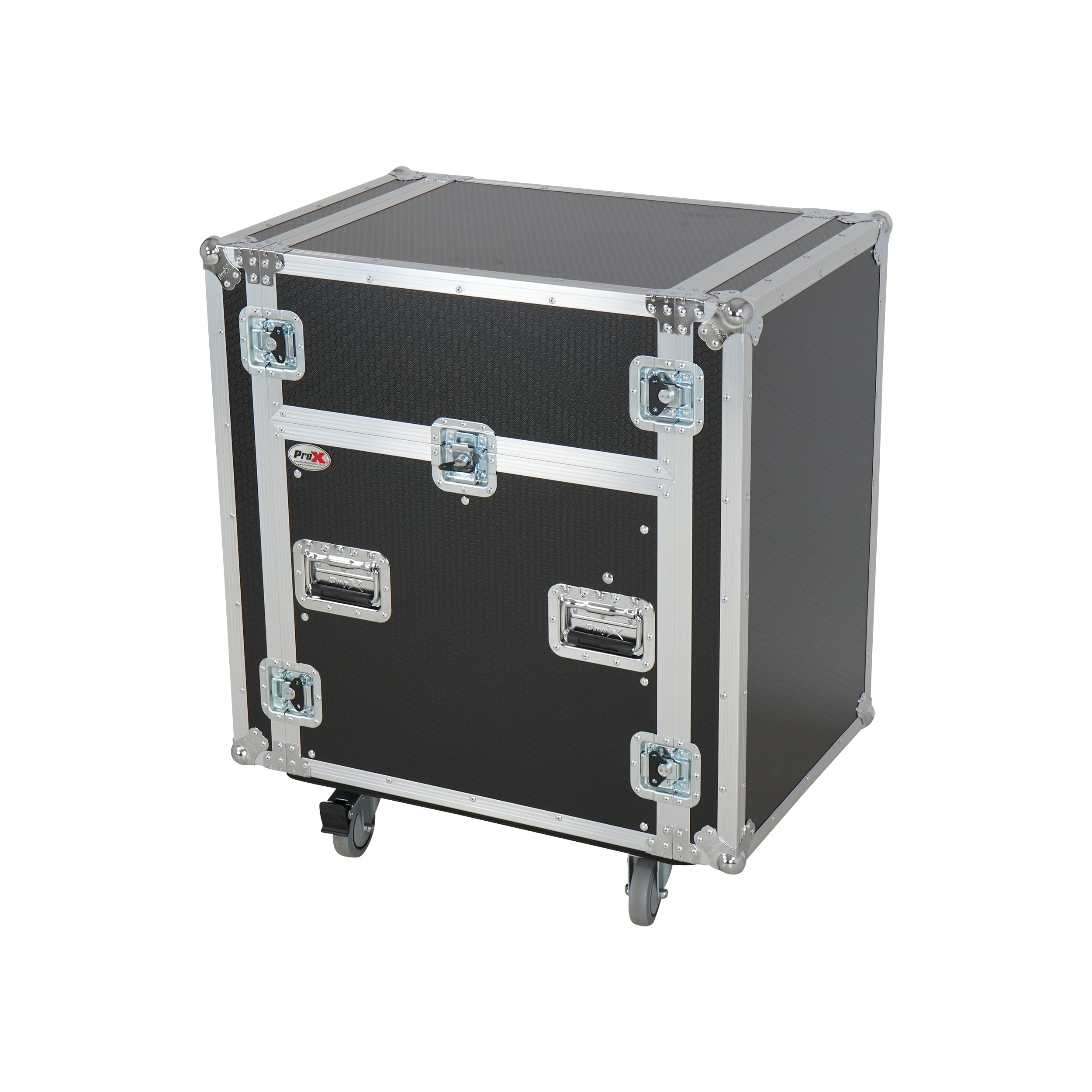 13U Top Mixer Audio Console DJ 12U Front Rack Combo Flight Case W Laptop Shelf and Casters