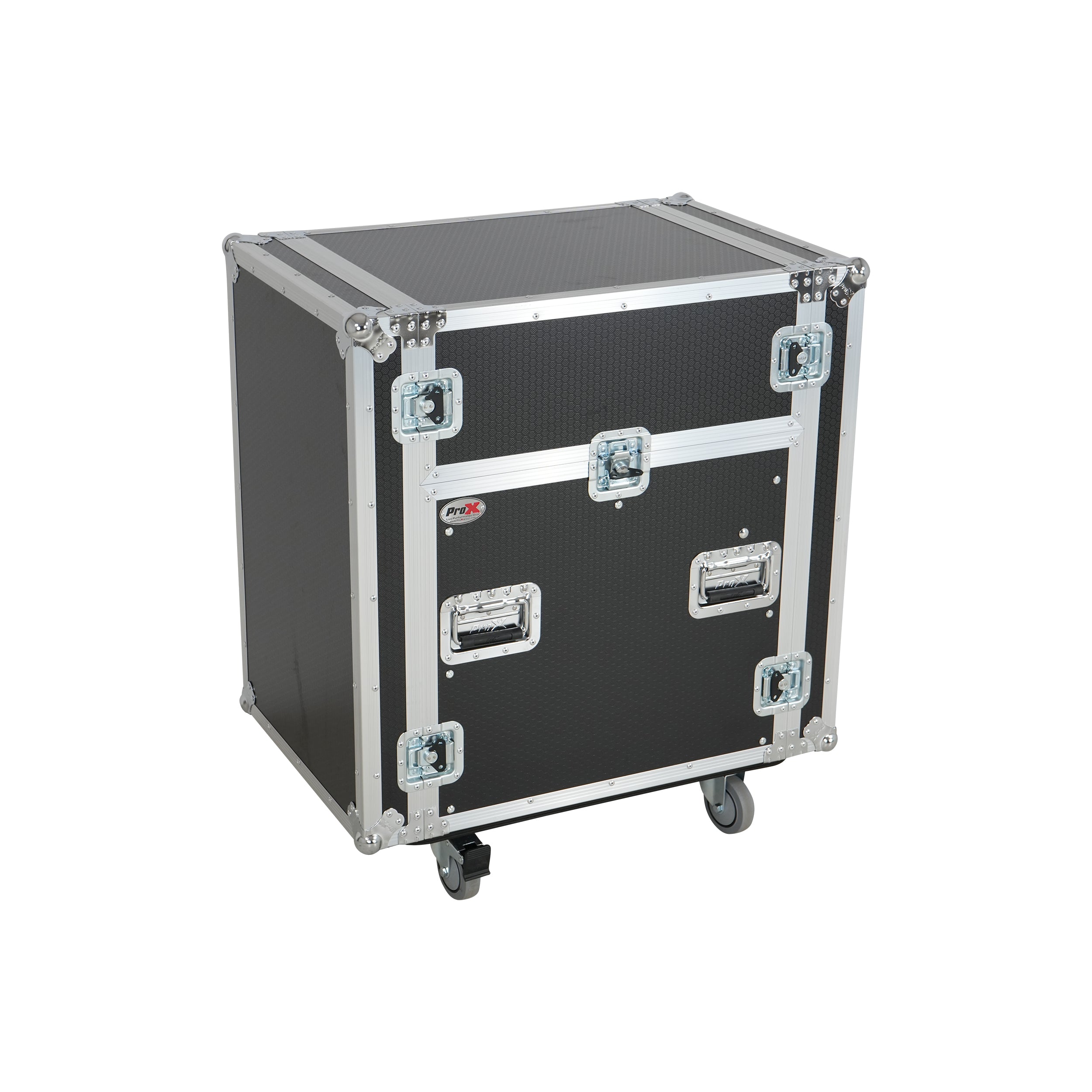 13U Top Mixer Audio Console DJ 12U Front Rack Combo Flight Case W Laptop Shelf and Casters