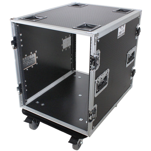 12U Space Amp Rack Mount ATA Flight Case 24 Inch Depth W-Casters