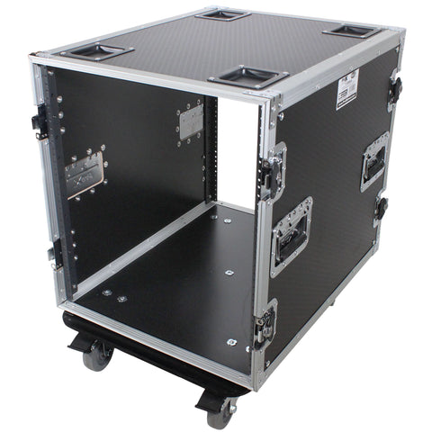 12U Space Amp Rack Mount ATA Flight Case 24 Inch Depth W-Casters