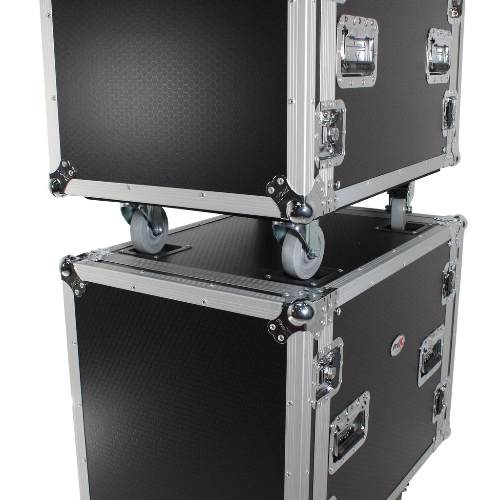 16U Space Amp Rack Mount ATA Flight Case | 24" Depth | Incl. 2x Side Tables and Casters