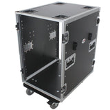 16U Space Amp Rack Mount ATA Flight Case | 24" Depth | Incl. 2x Side Tables and Casters