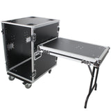 16U Space Amp Rack Mount ATA Flight Case | 24" Depth | Incl. 2x Side Tables and Casters