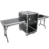 16U Space Amp Rack Mount ATA Flight Case | 24" Depth | Incl. 2x Side Tables and Casters