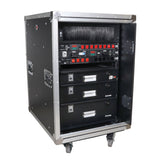 16U 24" Deep Vertical Rack to Rack Shock Mount Case with 2 Sliding Slam Doors & 4" Caster Wheels