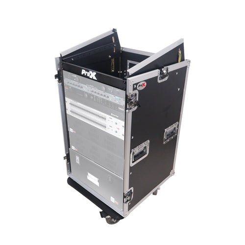 18U Vertical Rack Mount Flight Case with 10U Top for Mixer Combo Amp Rack with Caster Wheels