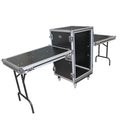 14U Vertical 24" deep Rail to RailShockproof Amp/Rack Case w/ dual side tables and 4 Casters