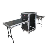 18U Vertical Shockproof Rack Case 20 In Deep W-Side Tables and Casters
