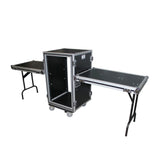 18U Vertical Shockproof Rack Case 20 In Deep W-Side Tables and Casters