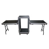 18U Vertical Shockproof Rack Case 20 In Deep W-Side Tables and Casters