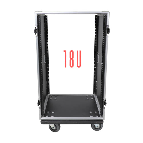 18U Space Amp Rack Mount ATA Flight Case 19 Inch Depth W-Casters