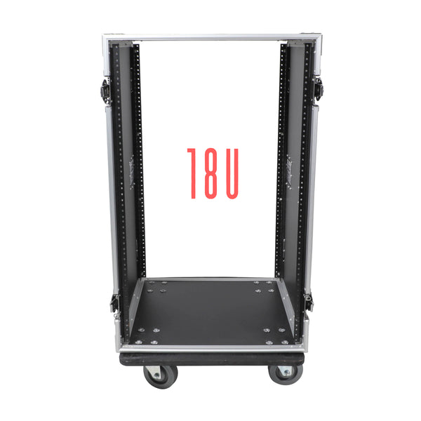 18U Space Amp Rack Mount ATA Flight Case 19 Inch Depth W-Casters