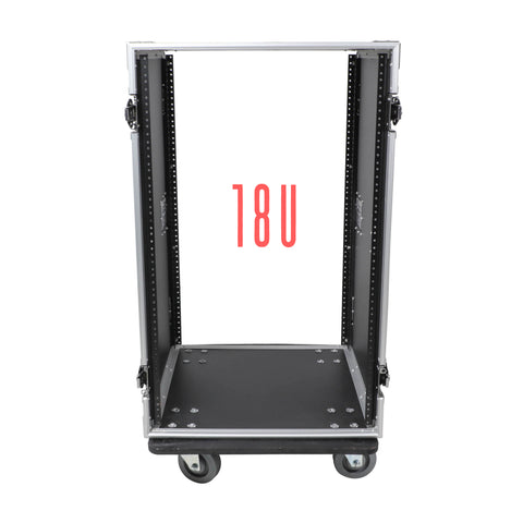 18U Space Amp Rack Mount ATA Flight Case 19 Inch Depth W-Casters