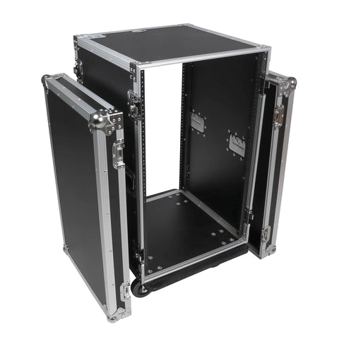 18U Space Amp Rack Mount ATA Flight Case 19 Inch Depth W-Casters