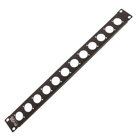 ProX 1U Rack Panel Punched for 12 XLR, Speaker twist connector or Power Connection compatible Connectors