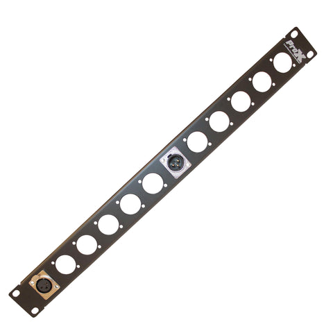ProX 1U Rack Panel Punched for 12 XLR, Speaker twist connector or Power Connection compatible Connectors