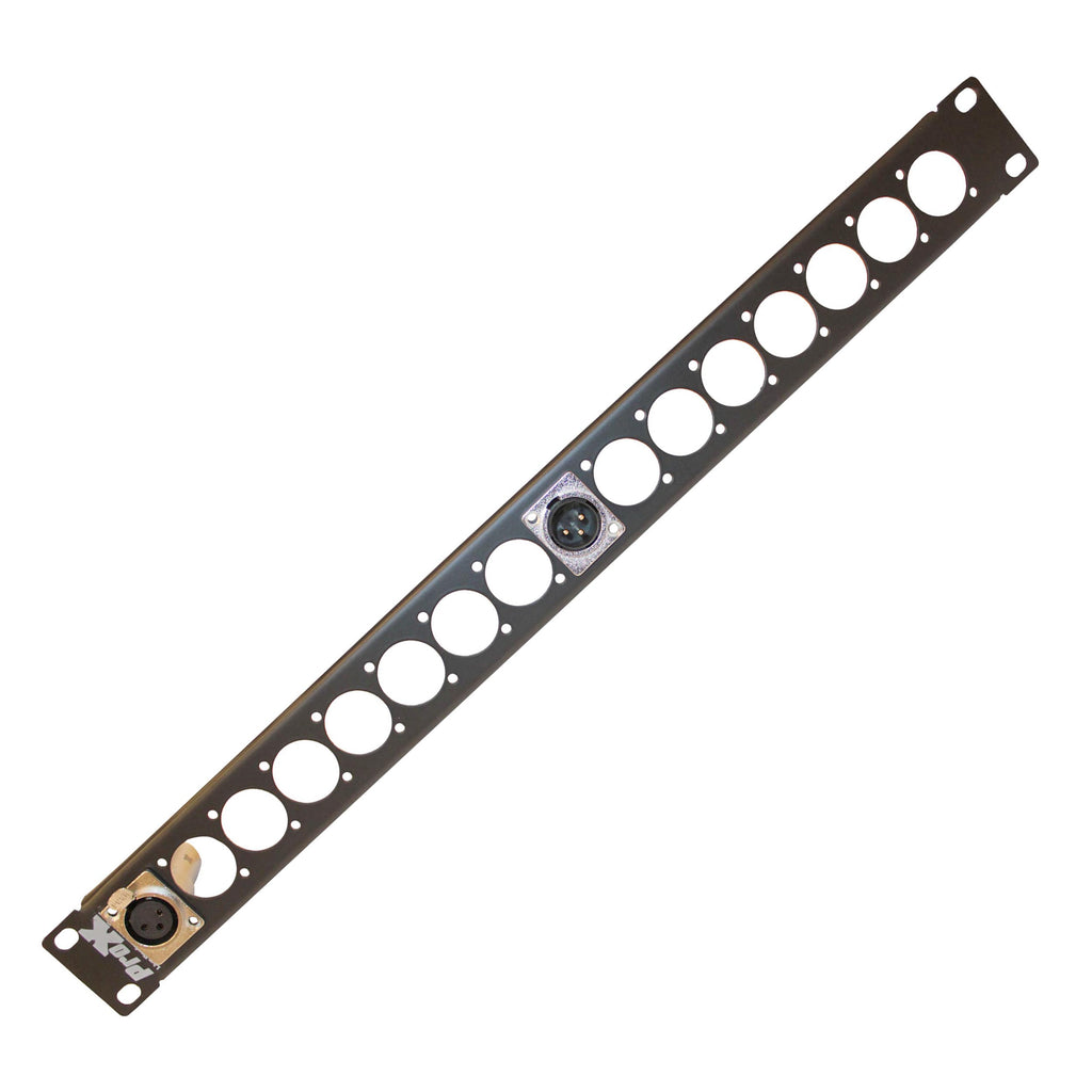 ProX 1U Rack Panel Punched for 16 XLR, Speaker twist connector or Power Connection compatible Connectors