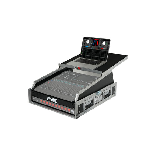 13U Top Mixer and 2U Rack Combo Flight Case with Laptop Shelf and 3 removable doors