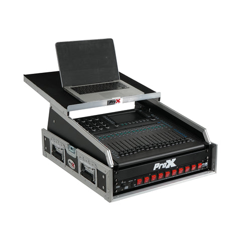 13U Top Mixer and 2U Rack Combo Flight Case with Laptop Shelf and 3 removable doors