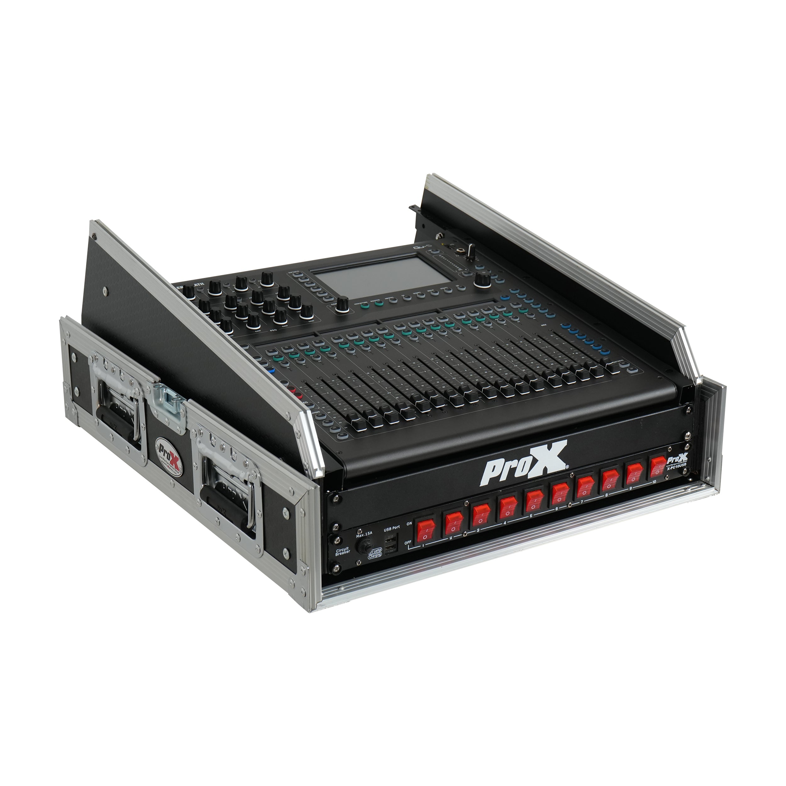 13U Top Mixer and 2U Rack Combo Flight Case with Laptop Shelf and 3 removable doors