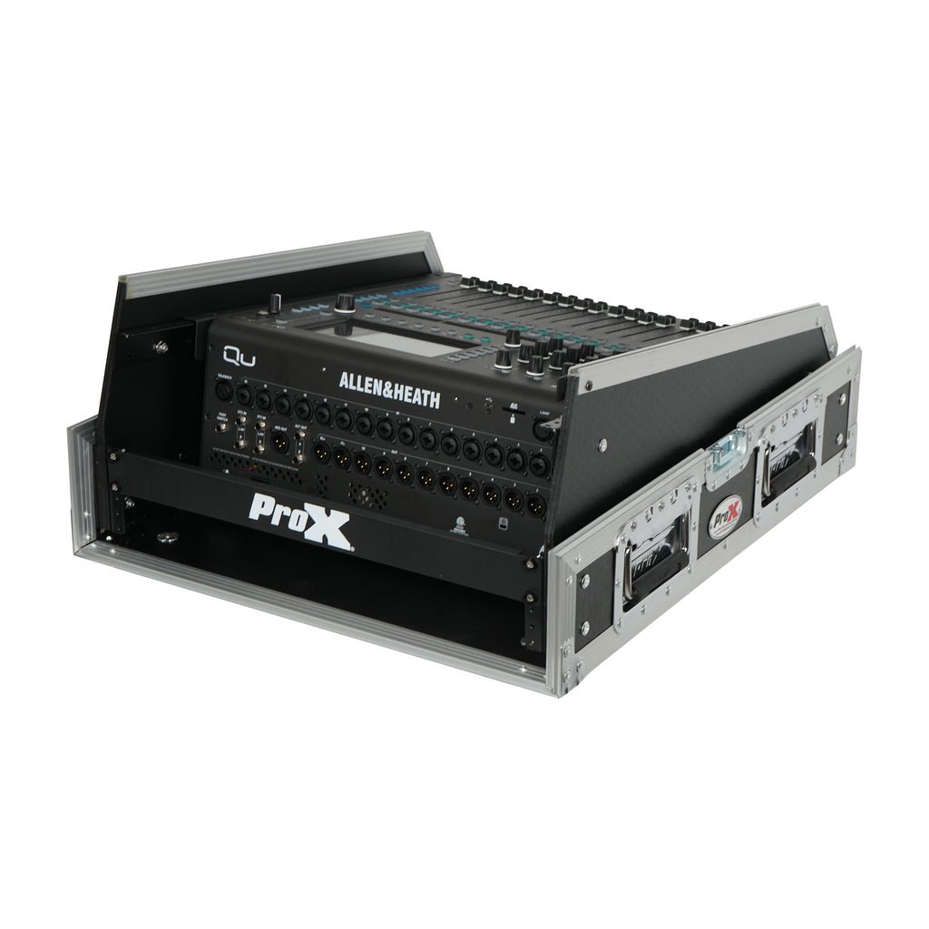 13U Top Mixer and 2U Rack Combo Flight Case with Laptop Shelf and 3 removable doors