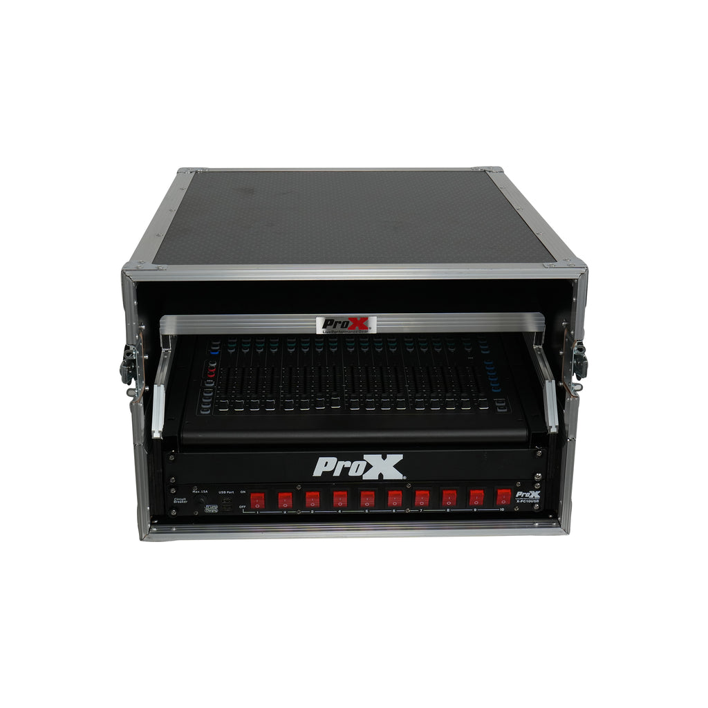 13U Top Mixer and 2U Rack Combo Flight Case with Laptop Shelf and 3 removable doors