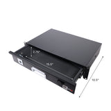 2U Rack Space 12" Depth Rack Mount Drawer for Audio, DJ, and IT Server rack cases.