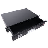 2U Rack Space 12" Depth Rack Mount Drawer for Audio, DJ, and IT Server rack cases.
