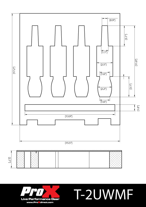 Replacement Foam for 2U rack Rack Drawer Fits 4x Microphone