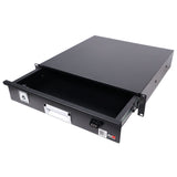 2U Rack Space 18" Depth Rack Mount Drawer for Audio, DJ, and IT Server rack cases.
