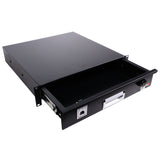 2U Rack Space 18" Depth Rack Mount Drawer for Audio, DJ, and IT Server rack cases.
