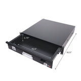 2U Rack Space 18" Depth Rack Mount Drawer for Audio, DJ, and IT Server rack cases.