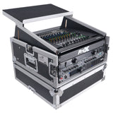 4U Vertical Rack Mount Flight Case with 10U Top for Mixer Combo Amp Rack with Laptop Shelf